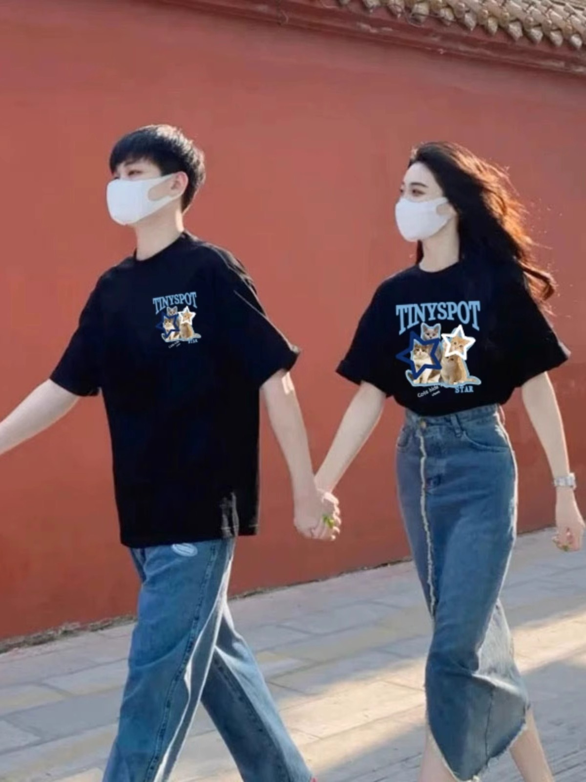 Summer 2024 new fashionable couple short-sleeved T-shirt trendy special high-end pure cotton for one man and one woman