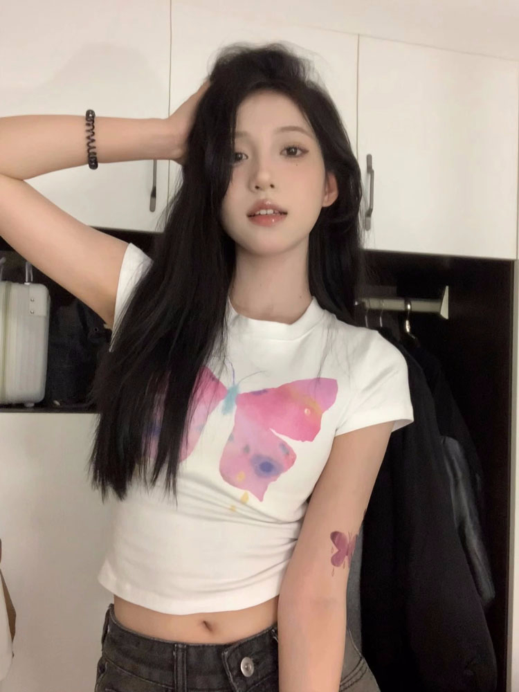 Official picture 92 cotton/8 spandex 40 count 210g pure cotton slim short T-shirt women's short sleeves