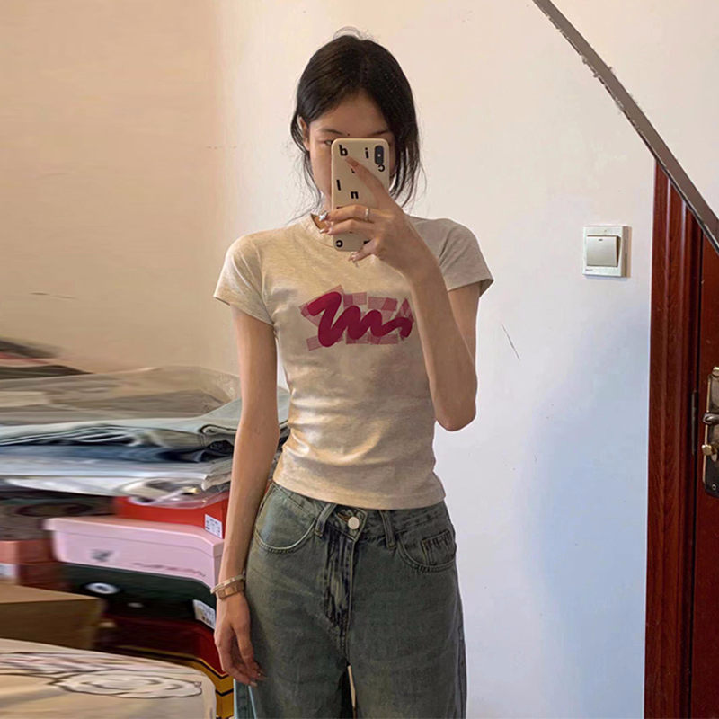 Official picture 92 cotton/8 spandex 40 count 210g pure cotton slim short T-shirt women's short sleeves