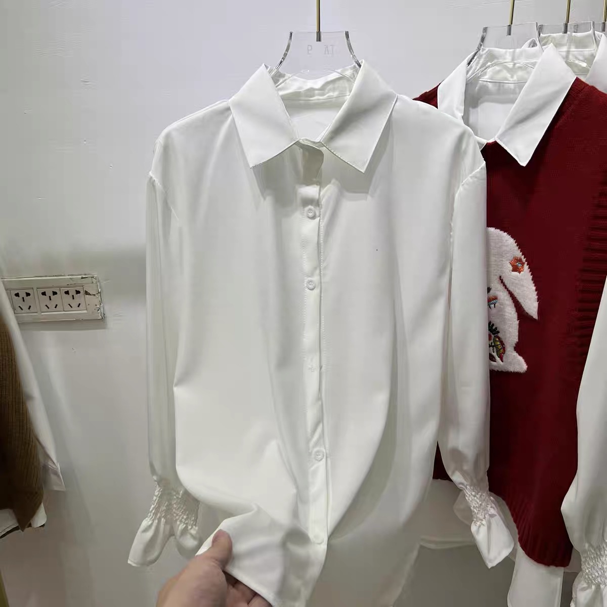 Early Spring New White Puff Sleeve Shirt Women's Temperament Loose Chiffon Shirt Long Sleeve Shirt Fashion Top