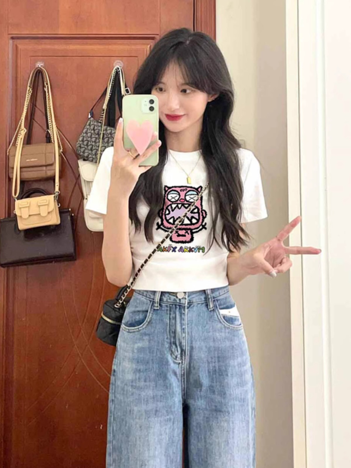 Pure cotton 210g 40 count Odell with elastic live quality front printed short slim fit t-shirt for women