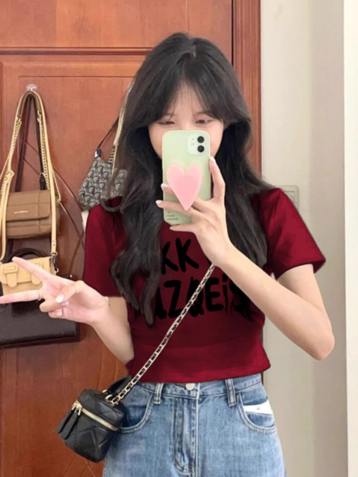 Pure cotton 210g 40 count Odell with elastic live quality front printed short slim fit t-shirt for women