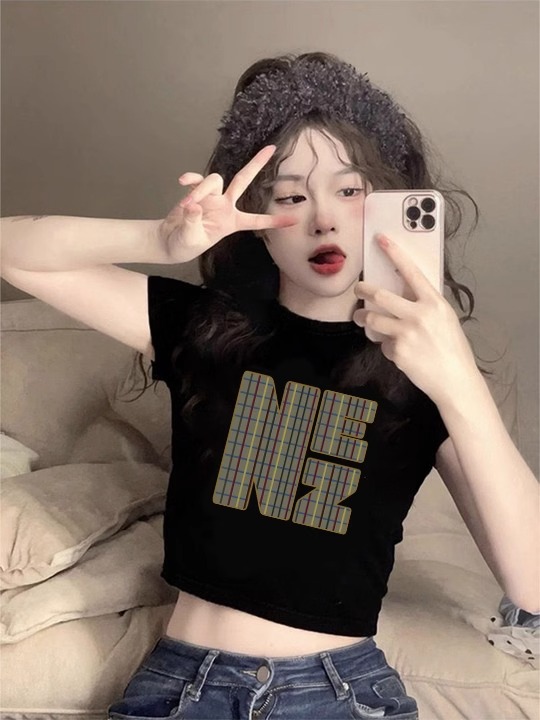 Pure cotton 210g 40 count Odell with elastic live quality front printed short slim fit t-shirt for women