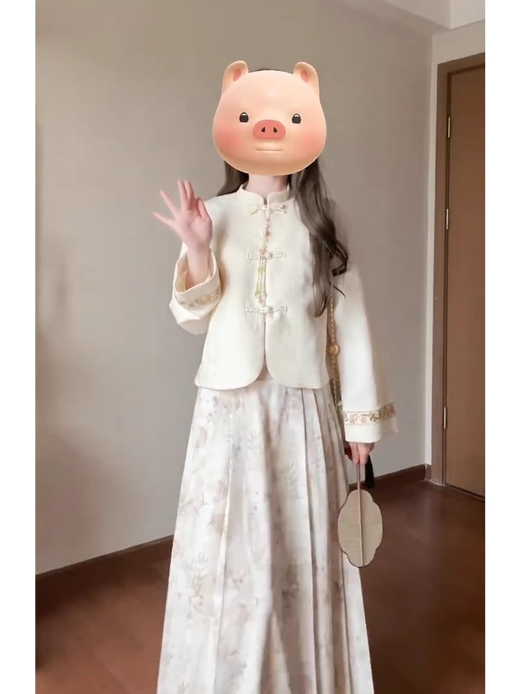 新中式成人漢服女高級感平日可穿獨特清冷感國風馬面裙穿搭一整套