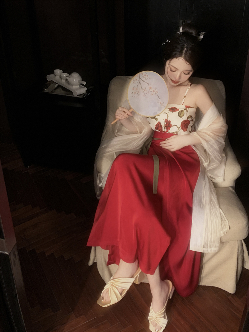實拍新中式防曬開衫+日常通勤溫婉吊帶+半身裙