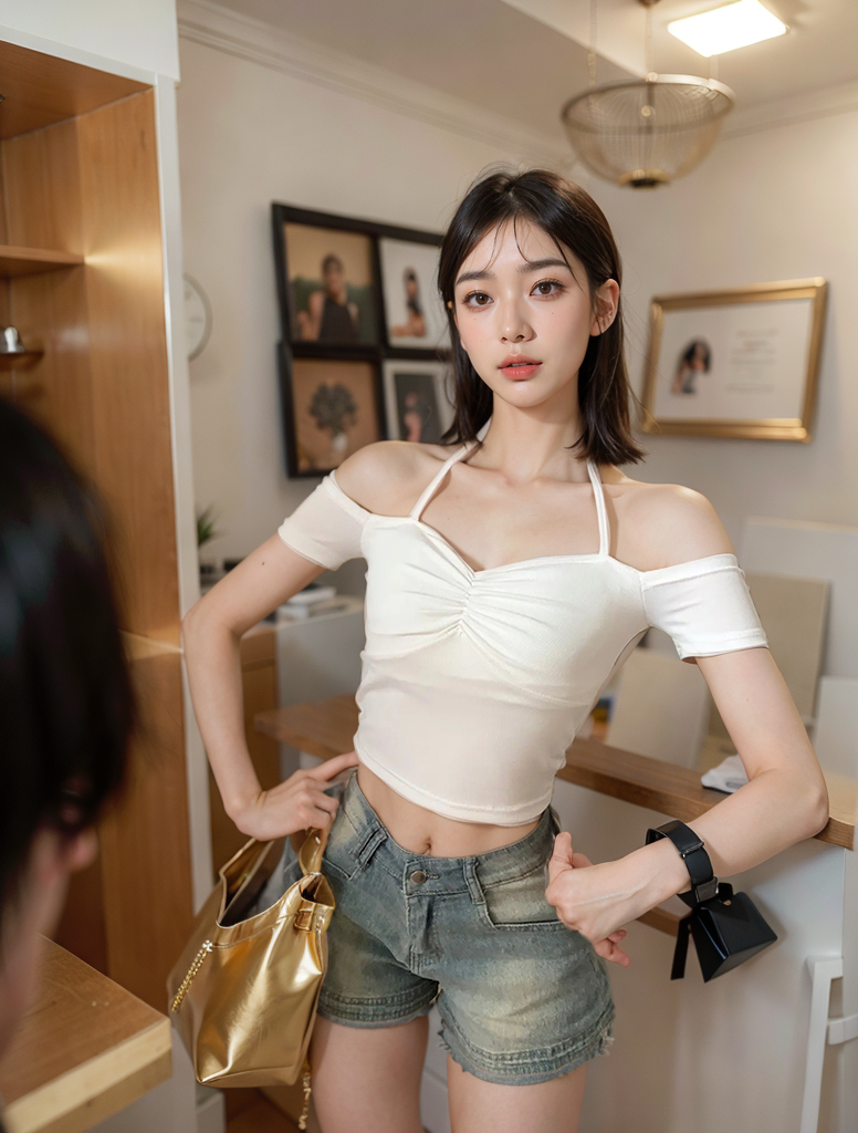 純欲辣妹風性感短袖t恤女夏季v領掛脖吊帶打底衫修身顯瘦短款上衣