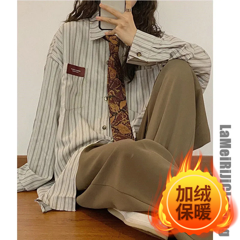 Shirts with velvet and thickening, both thin and velvet styles have ties for an additional 4 yuan. Shirts with velvet and thickening