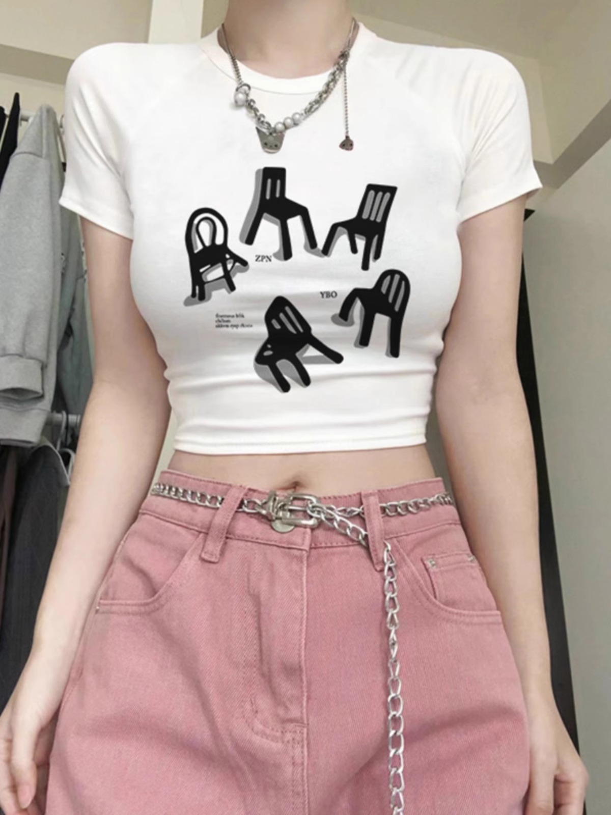 Pure cotton 210g 40 count Odell with elastic live quality front printed short slim fit t-shirt for women