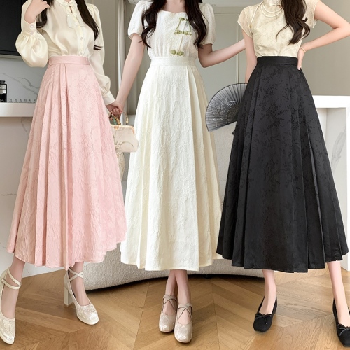 Actual shot of new Chinese-style jacquard horse-faced skirt for women 2024 new daily commuting Hanfu half-length high-waisted slim mid-length skirt