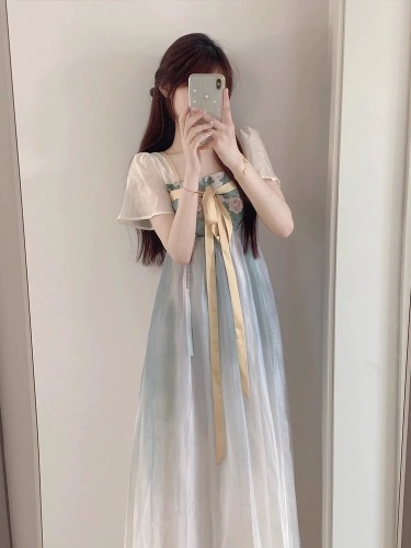 新中式轻国风女装改良版汉服连衣裙夏季高级感气质收腰显瘦长裙子