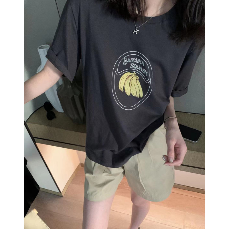 高質量純棉220克精梳緊密手感好直播品質前印花短袖t恤女
