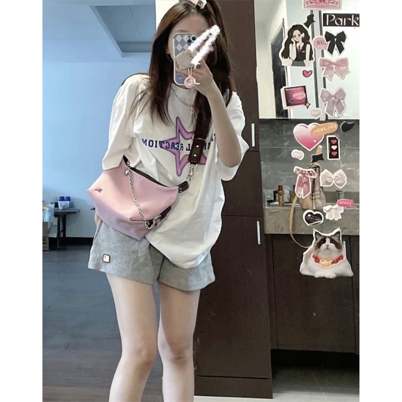 高質量純棉220克精梳緊密手感好直播品質前印花短袖t恤女