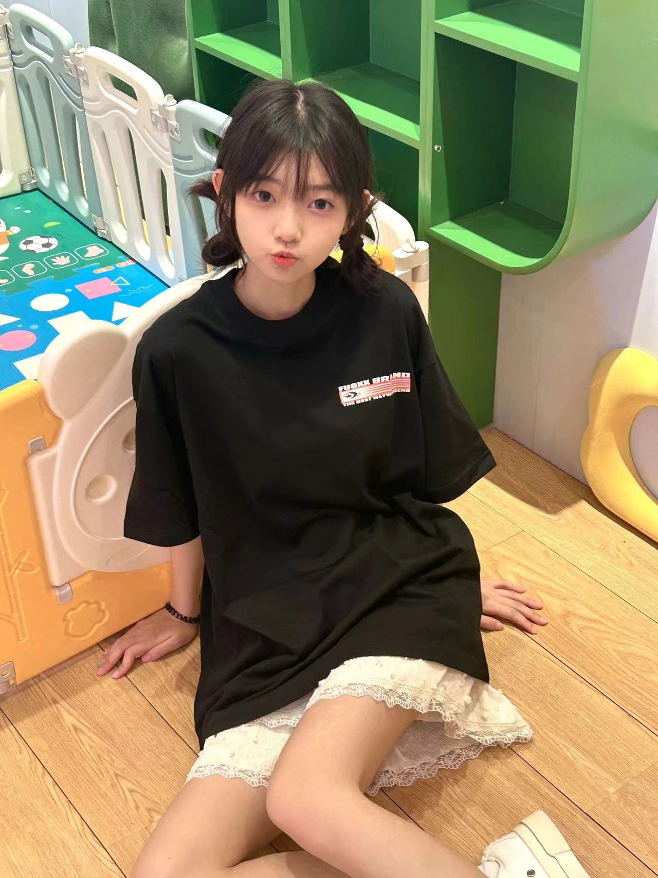高質量純棉220克精梳緊密手感好直播品質前後印花短袖t恤女