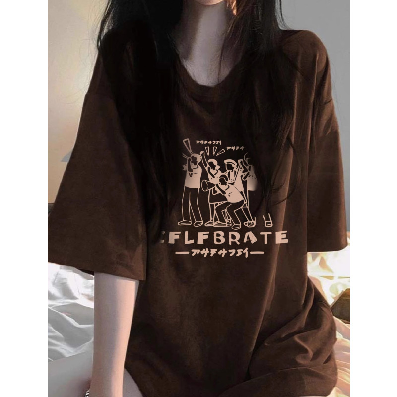 高質量純棉220克精梳緊密手感好直播品質前印花短袖t恤女