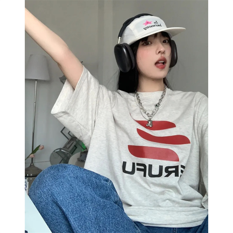 高質量純棉220克精梳緊密手感好直播品質前印花短袖t恤女