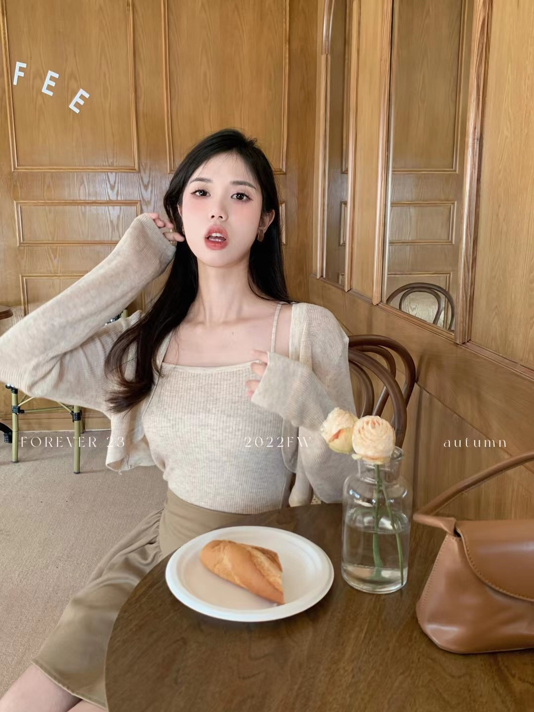 純欲辣妹減齡吊帶套裝女2024春針織開衫坎肩性感背心時尚兩件套