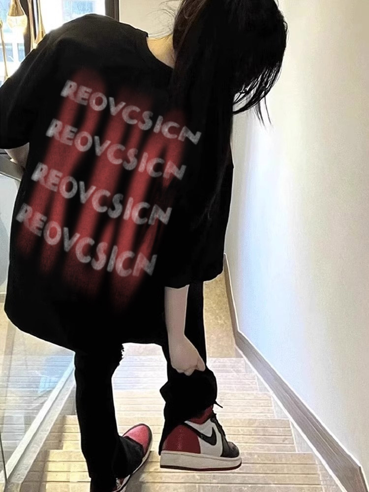 高質量純棉220克精梳緊密手感好直播品質前後印花短袖t恤女