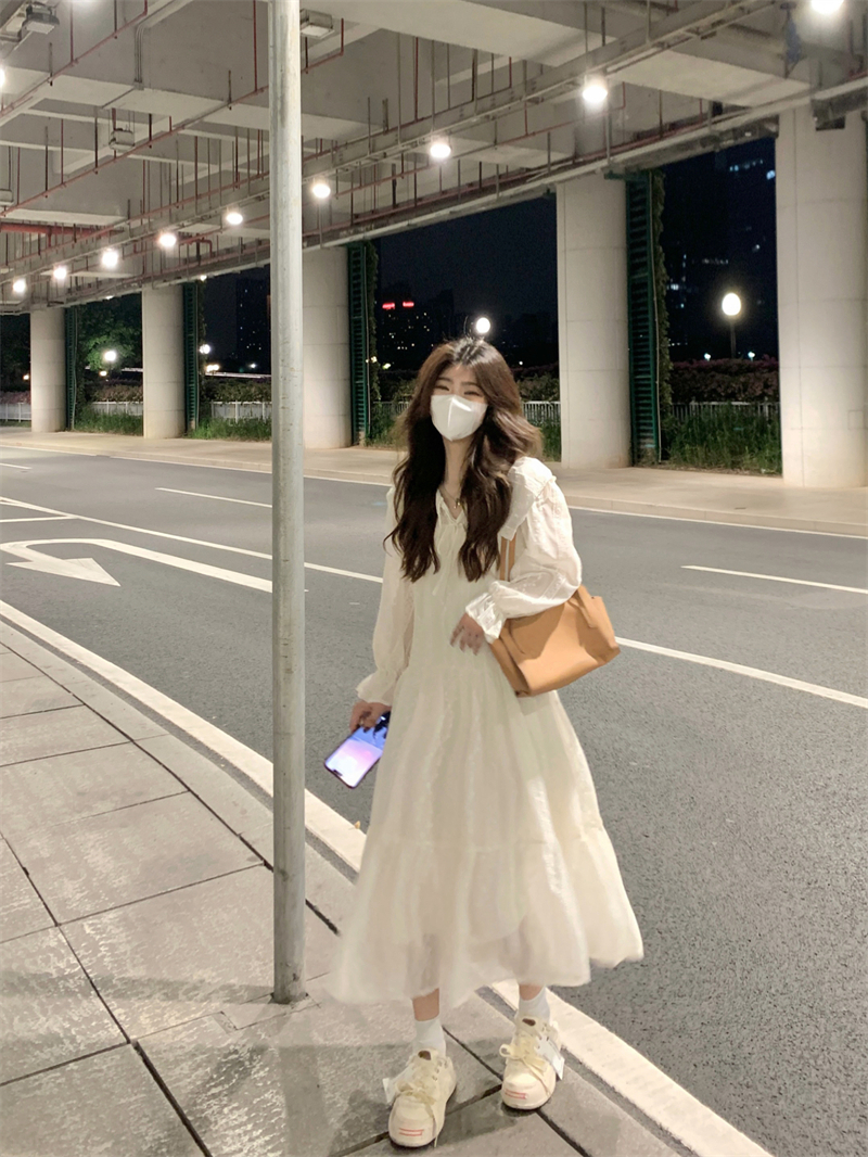 實拍#2024春季法式宮廷風重工刺繡連衣裙女小眾設計感中長裙