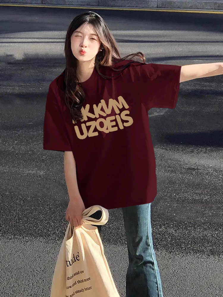 高質量純棉200克精梳緊密手感好直播品質前印花短袖t恤女