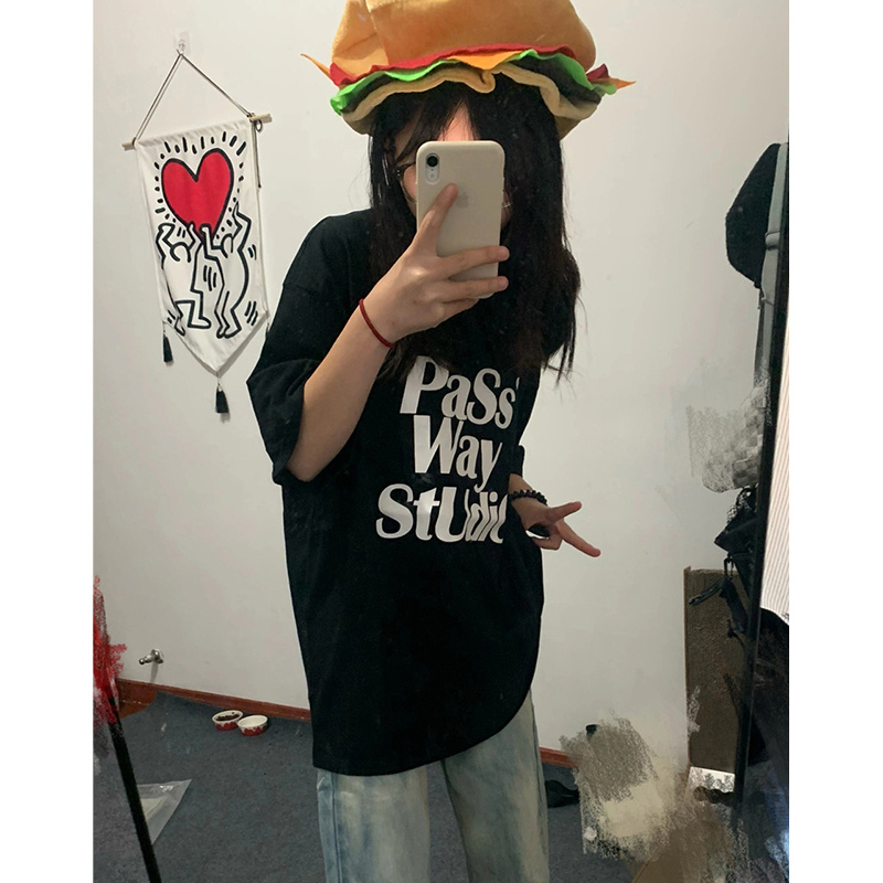高質量純棉220克精梳緊密手感好直播品質前印花短袖t恤女