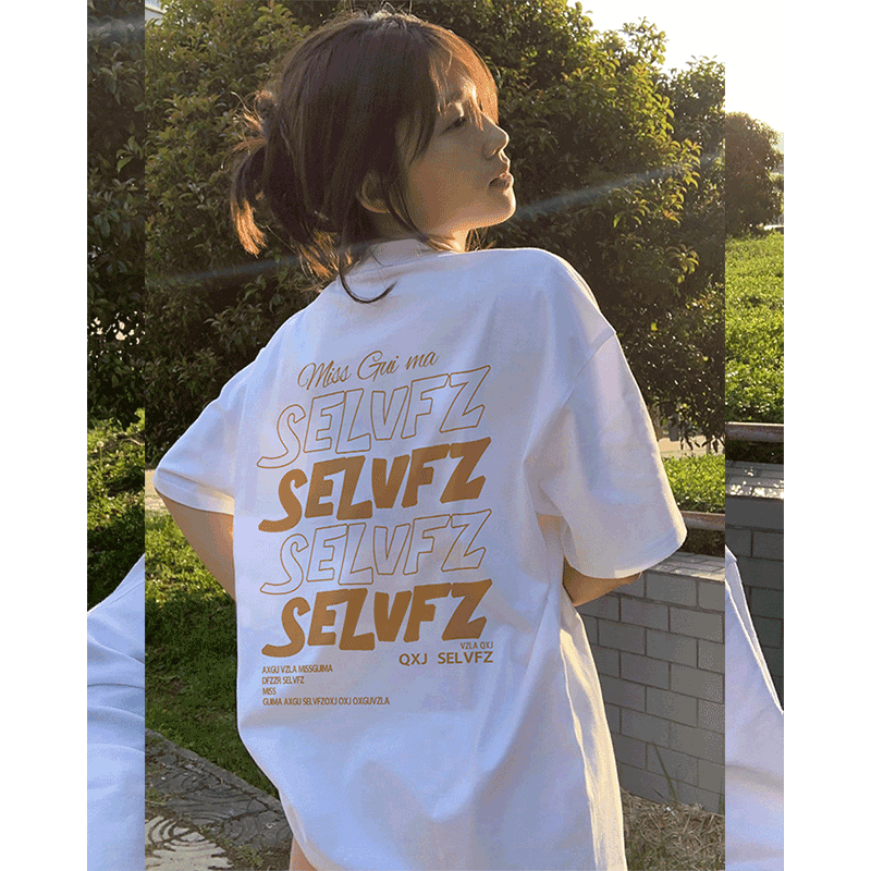 高質量純棉220克精梳緊密手感好直播品質前後印花短袖t恤女