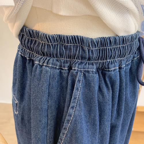Plus size fat MM denim shorts loose slimming women's summer new casual elastic high waist wide leg pants hot pants