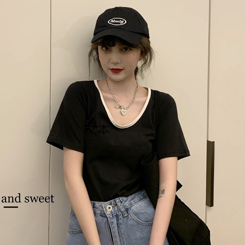 Fabric: 30 cotton, 65 polyester, 5 spandex 2024 summer new short-sleeved T-shirt for women