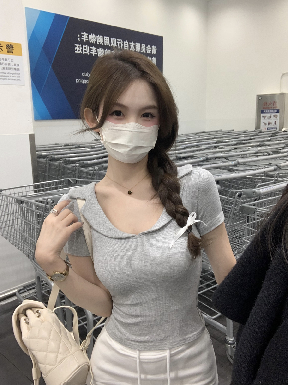 實拍 春夏新款修身娃娃領甜美純色百搭純棉T恤短袖女上衣