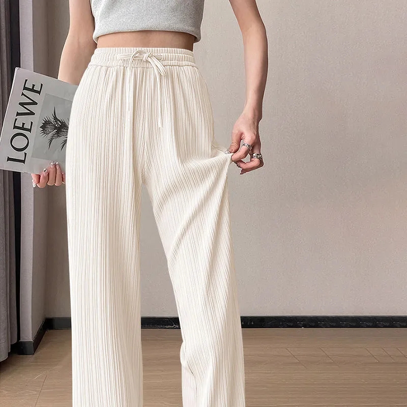 New wide-leg pants for women summer thin high-waist drape loose straight casual floor mopping pants