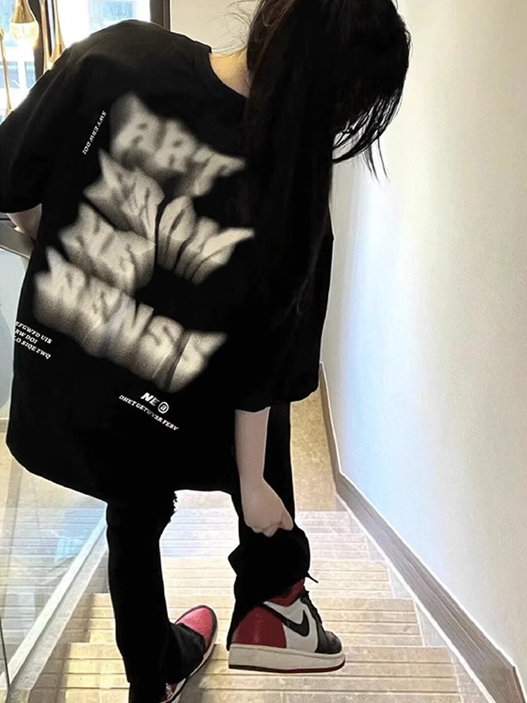 高質量純棉220克精梳緊密手感好直播品質前後印花短袖t恤女