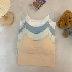 Real shot of ice silk beautiful back underwear for girls, inner base, one-piece fixed cup to prevent exposure, wrapped chest and tube top