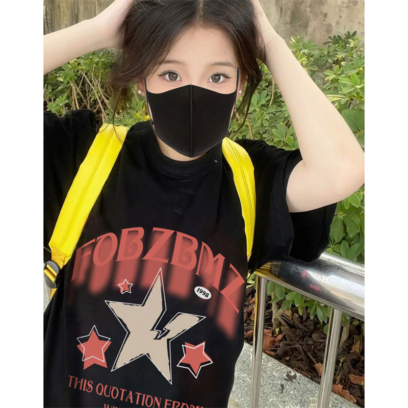 高質量純棉220克精梳緊密手感好直播品質前印花短袖t恤女