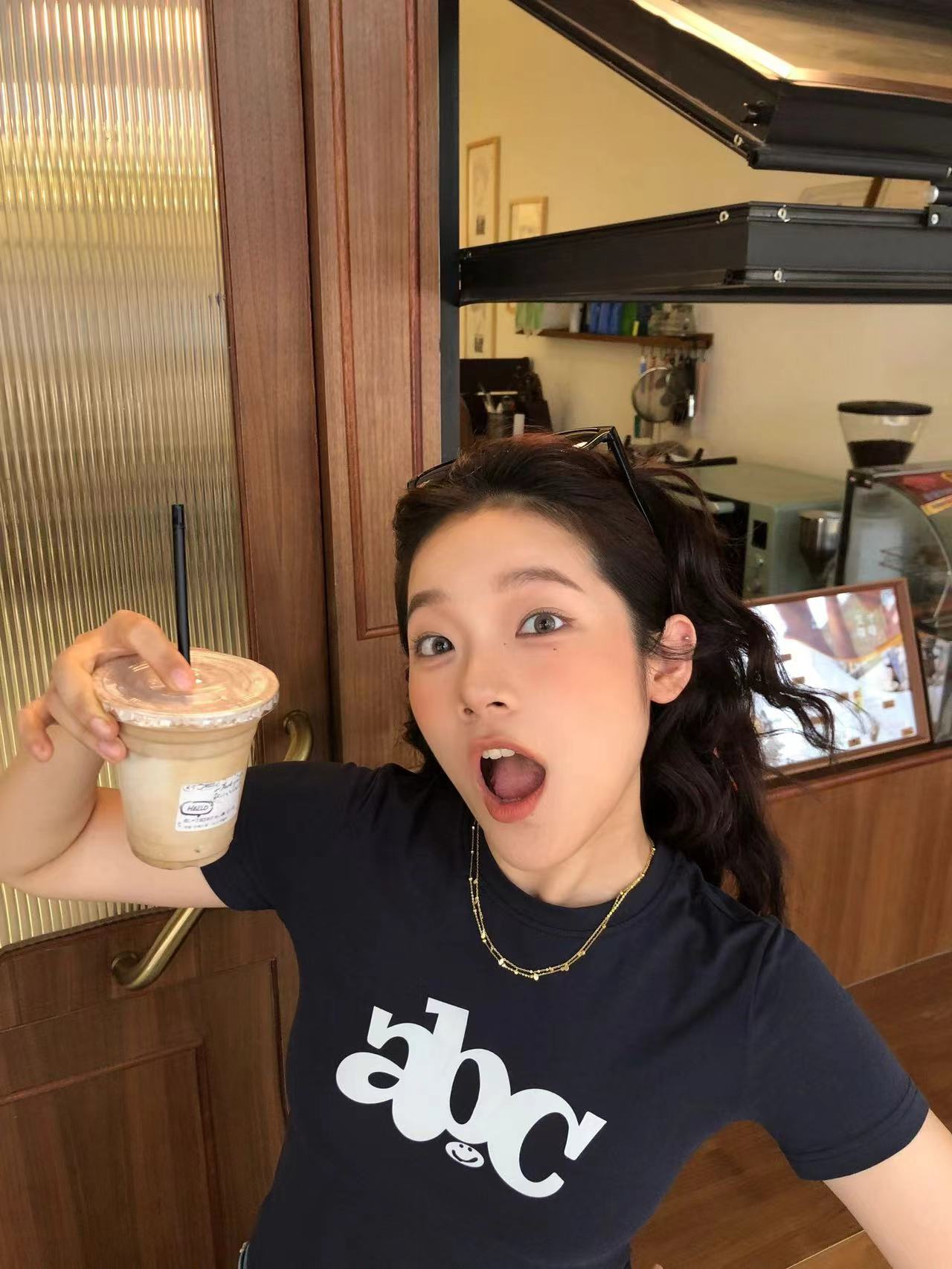 純棉210克40支奧代爾帶彈力直播品質前 印花修身短袖t恤女