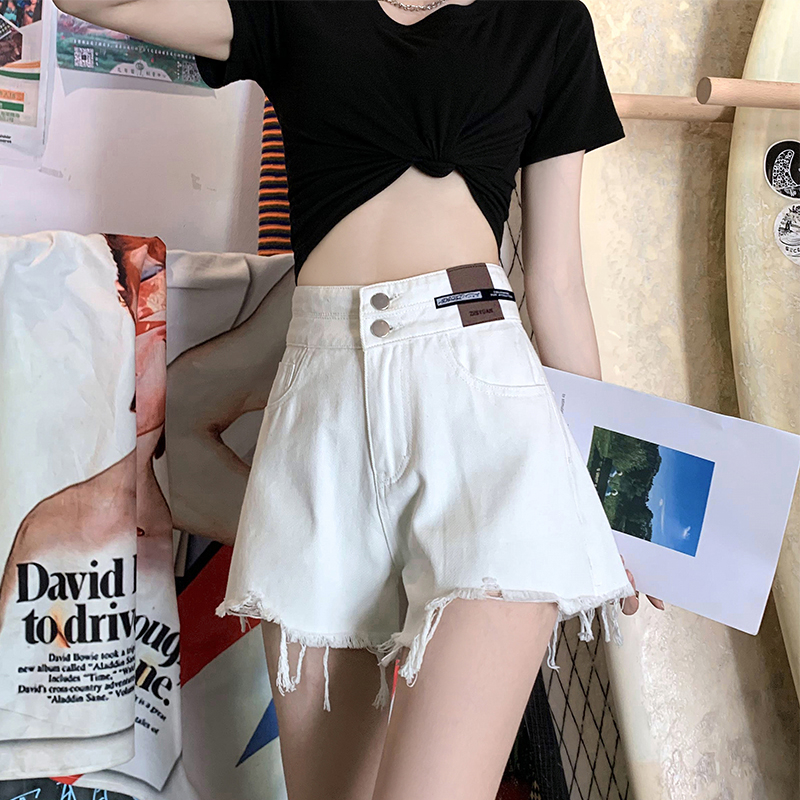 韓版高腰牛仔短褲女春夏季新款寬鬆顯瘦百搭辣妹a字型闊腿牛仔褲