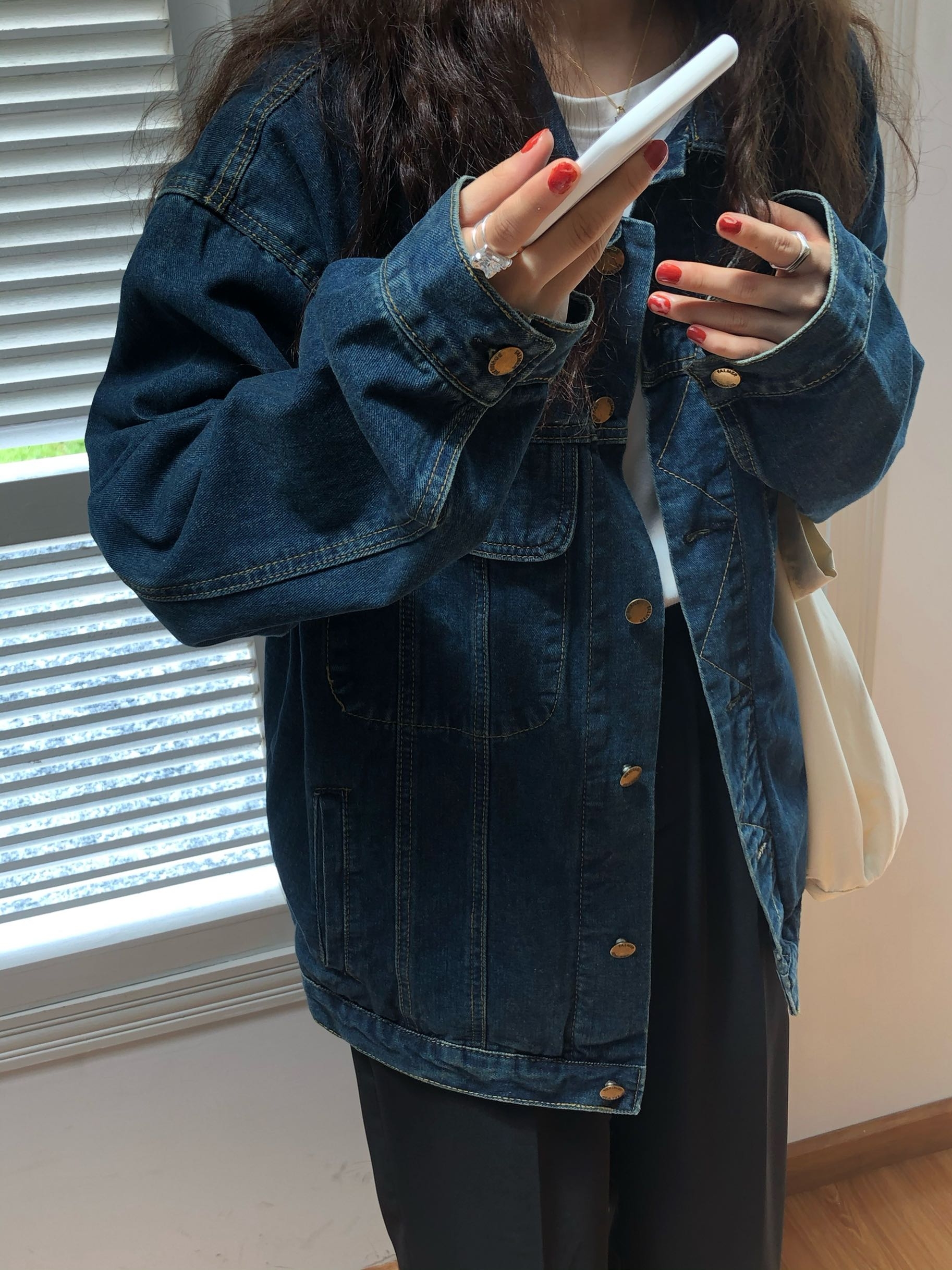 酷女孩復古深藍牛仔外套女春秋2024韓版chic寬鬆bf工裝夾克上衣潮