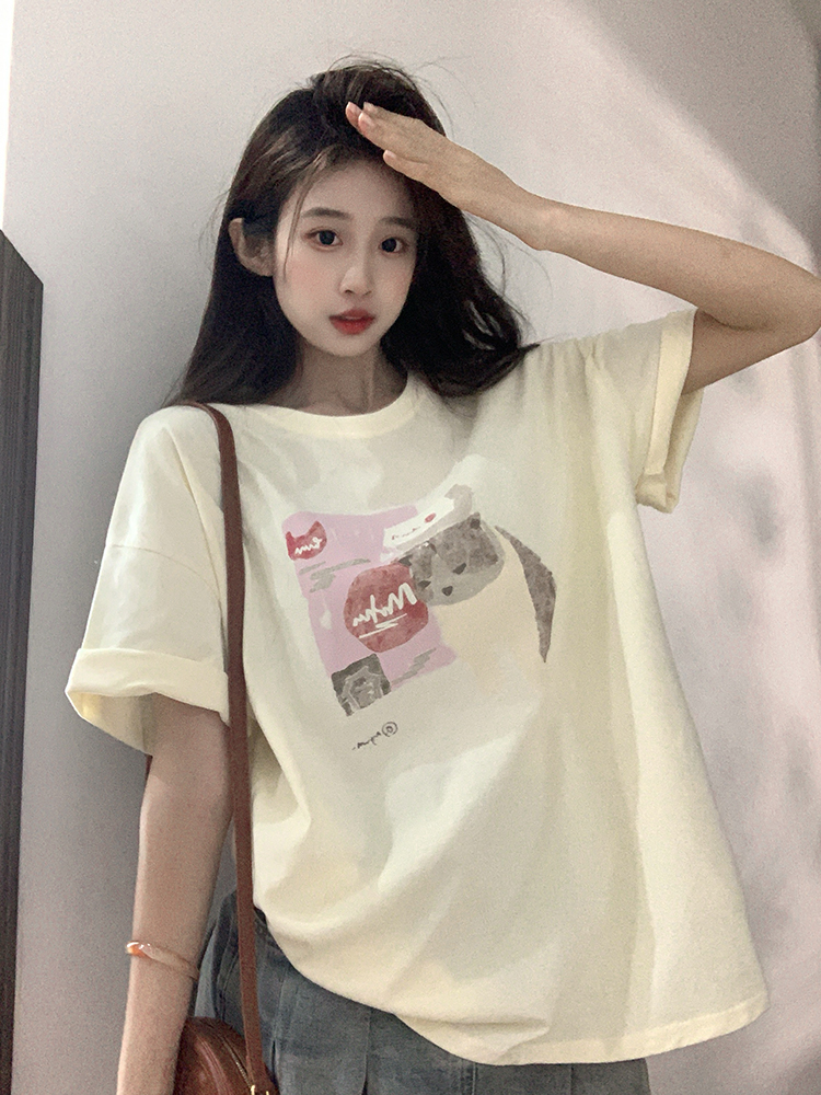 原創~實拍~印花純棉短袖T恤女印花半袖上衣