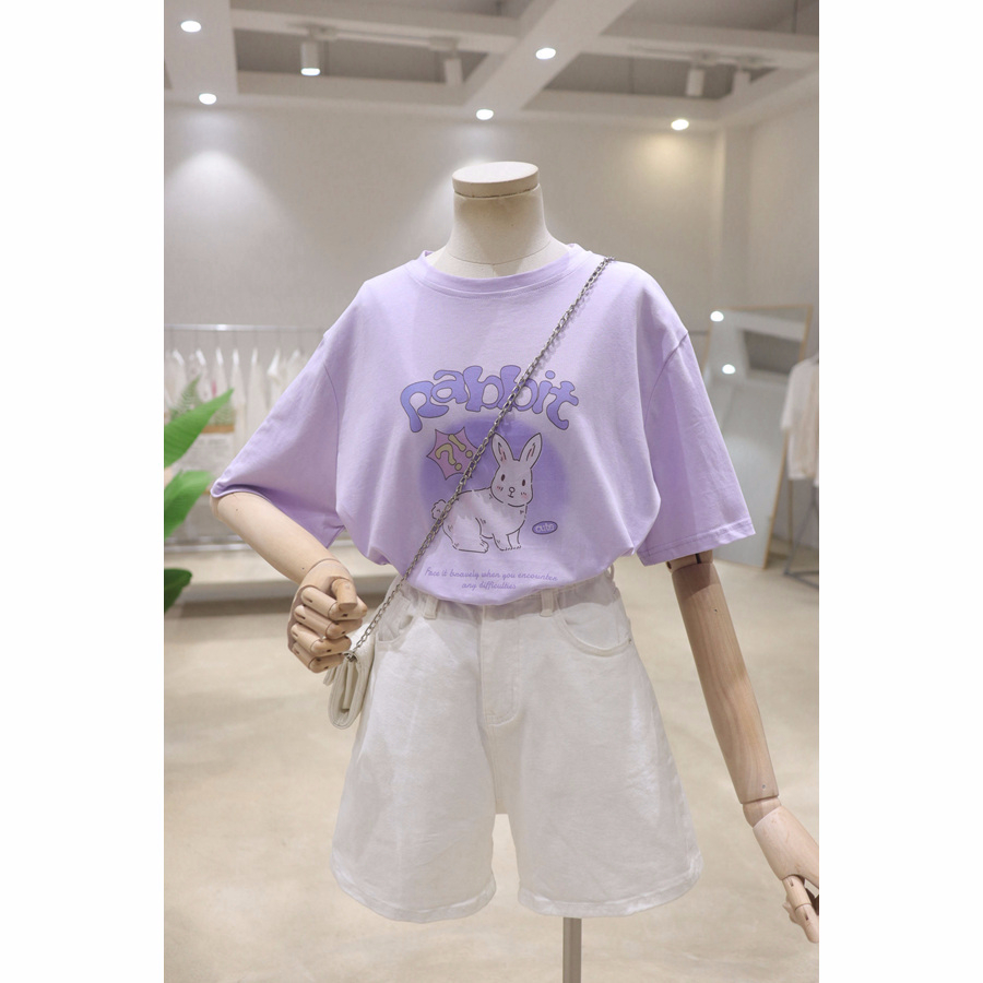 官圖220克/精梳純棉後包領有縫邊S-XXXL夏裝短袖T恤女
