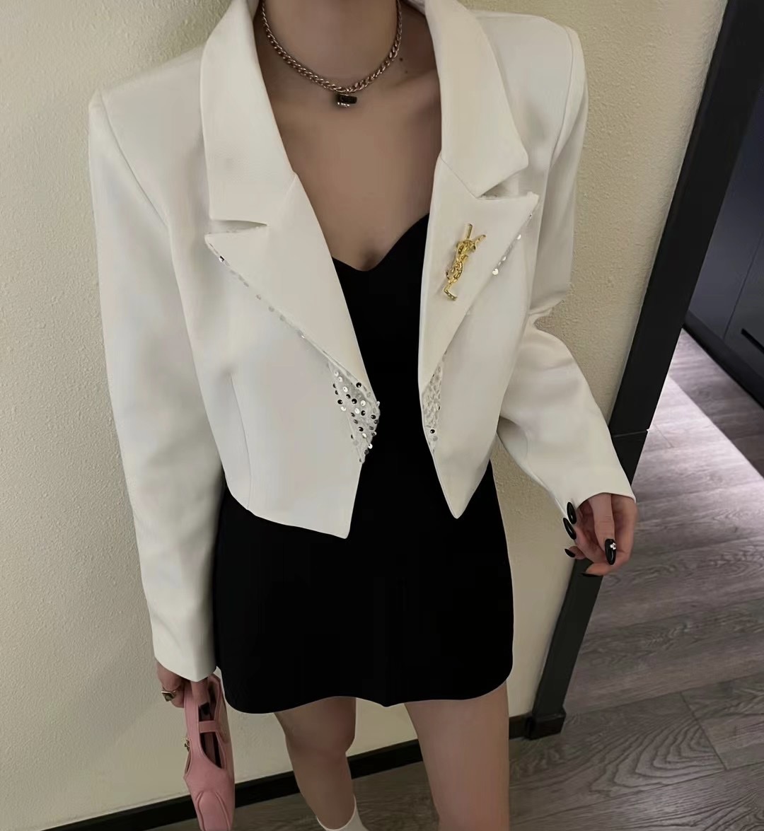 Xiaoxiangfeng Jacket Women's 2024 New Autumn High-end Celebrity Temperament Heavy Industry Sequined Black Suit Top
