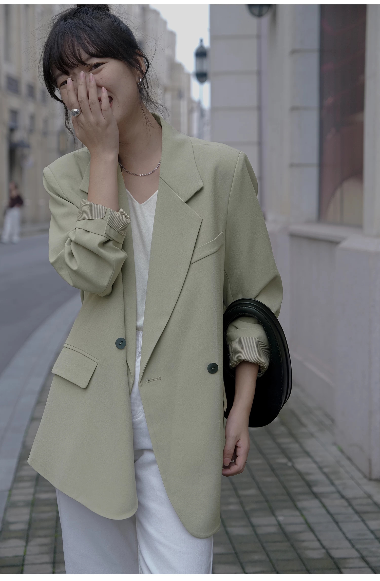 HAVERICE restaurant 6 colors 2024 spring and autumn basic casual small suit coffee color suit jacket black street bombing