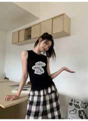 Official Image 260 Random Cut Round Neck Blouse Women's Summer 2024 New Style Fitted Sleeveless Top Instagram Trendy