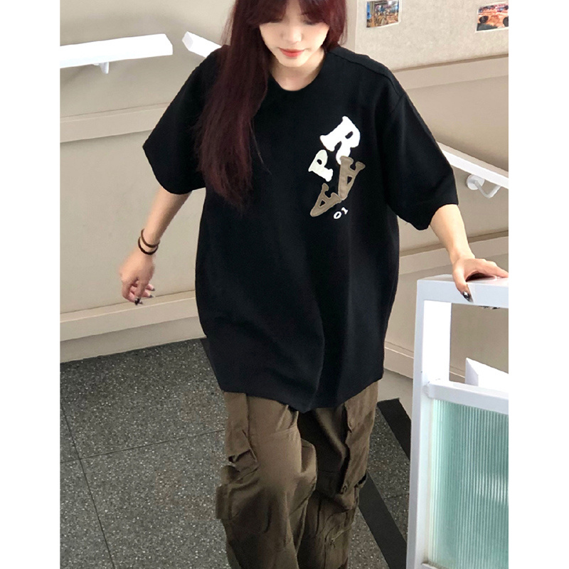 高質量純棉220克精梳緊密手感好直播品質前印花短袖t恤女