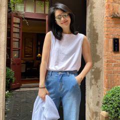 Inspection officer summer outfit loose outerwear women's tunic top layered matching sleeveless base shirt inner top trendy