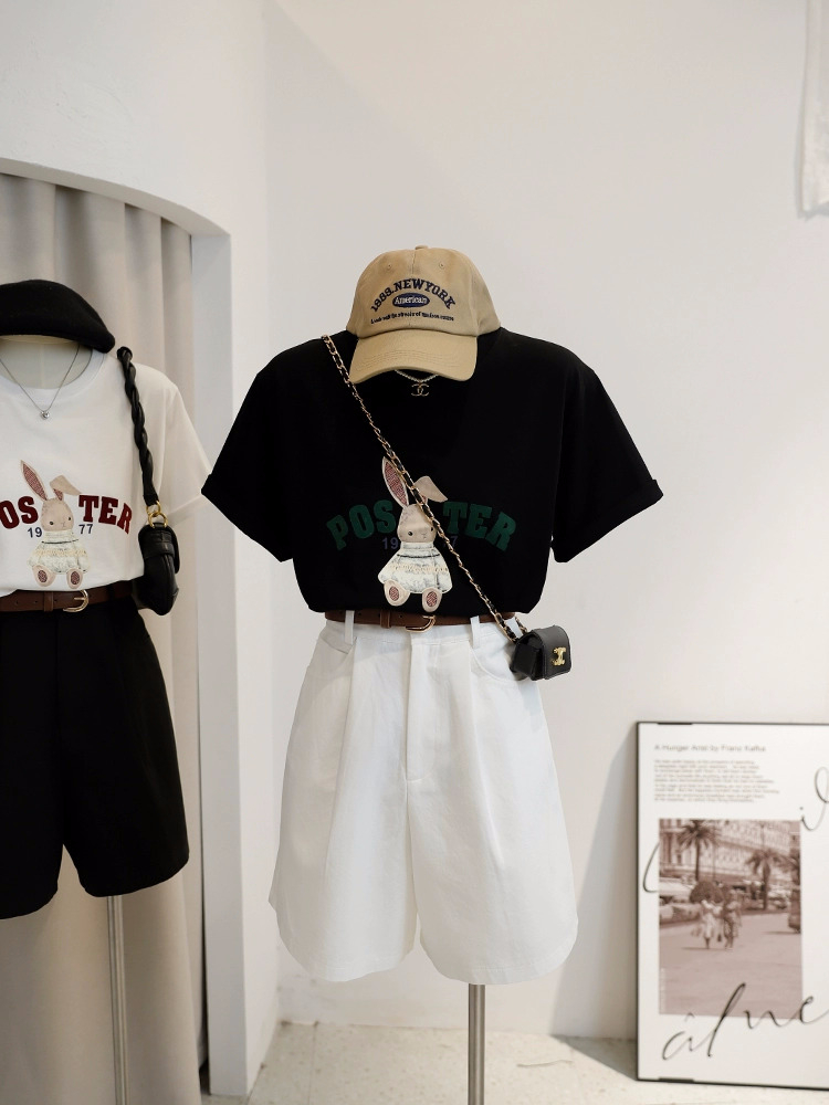 官圖220克/精梳純棉後包領有縫邊S-XXXL夏裝短袖T恤女
