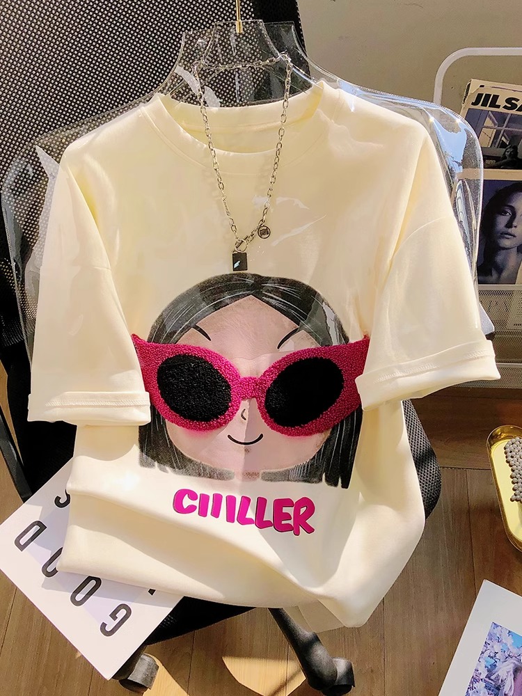 Official picture 220g/combed cotton back collar with seamed edge S-XXXL summer short-sleeved T-shirt for women