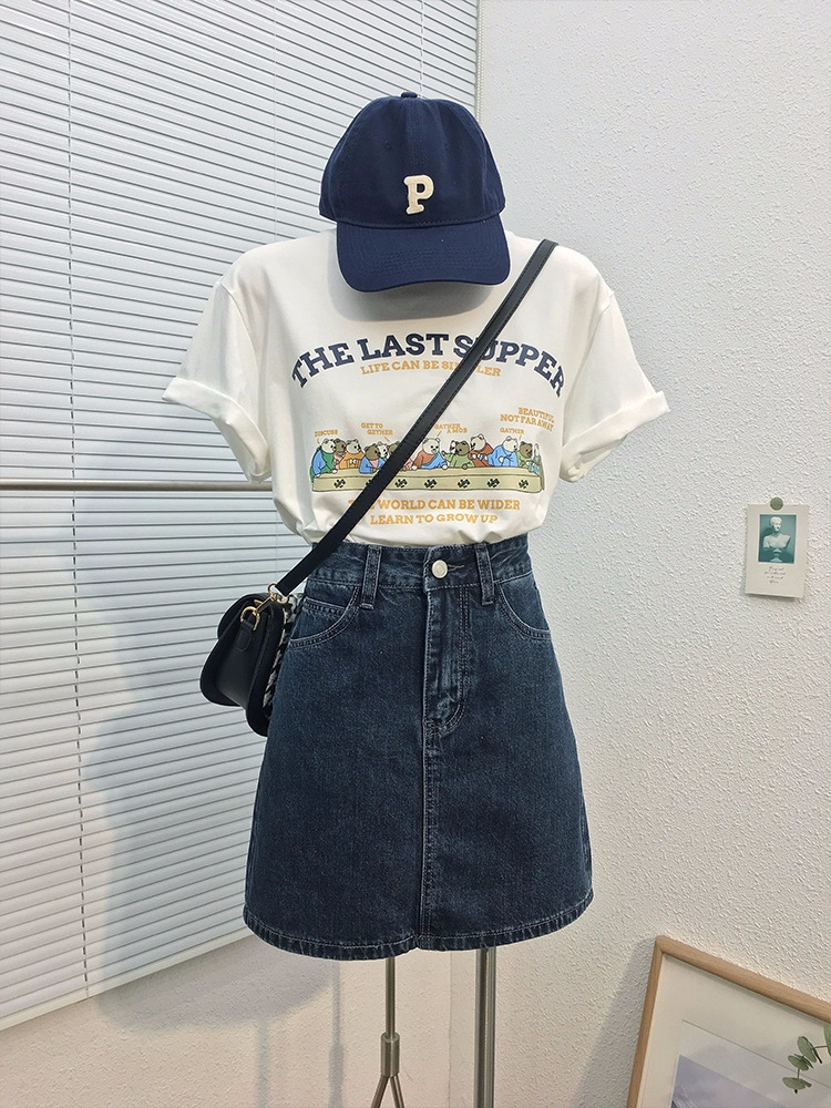 官圖220克/精梳純棉後包領有縫邊S-XXXL夏裝短袖T恤女