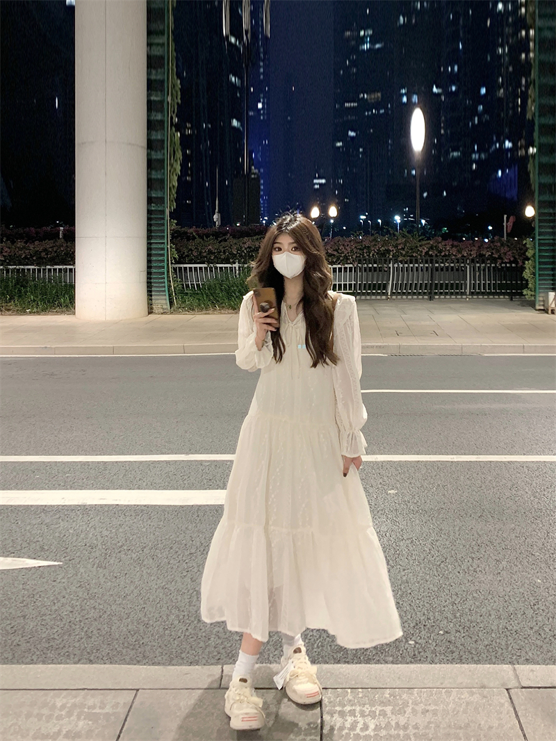 實拍#2024春季法式宮廷風重工刺繡連衣裙女小眾設計感中長裙