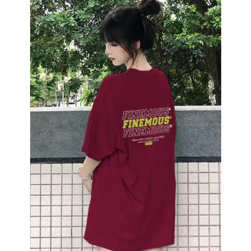 高質量純棉220克精梳緊密手感好直播品質前後印花短袖t恤女