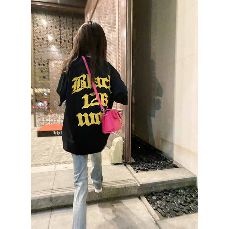 高質量純棉220克精梳緊密手感好直播品質前後印花短袖t恤女
