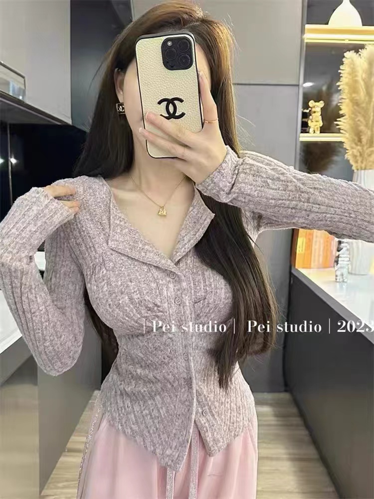 純欲風辣妹氣質修身收腰毛衣長袖針織開衫女秋裝溫柔減齡百搭上衣