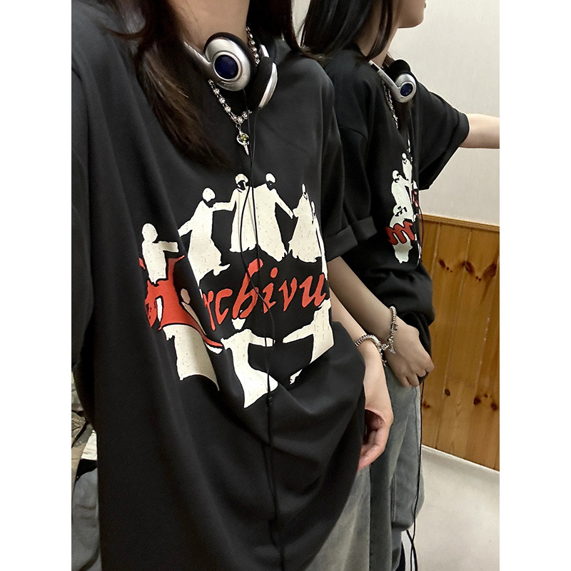 高質量純棉220克精梳緊密手感好直播品質前印花短袖t恤女